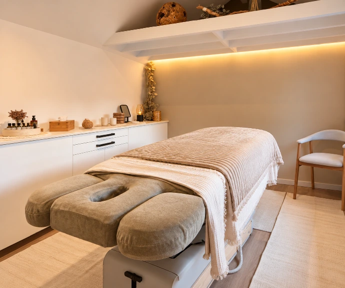 table de massage dans l'espace Nagi care à Huppaye